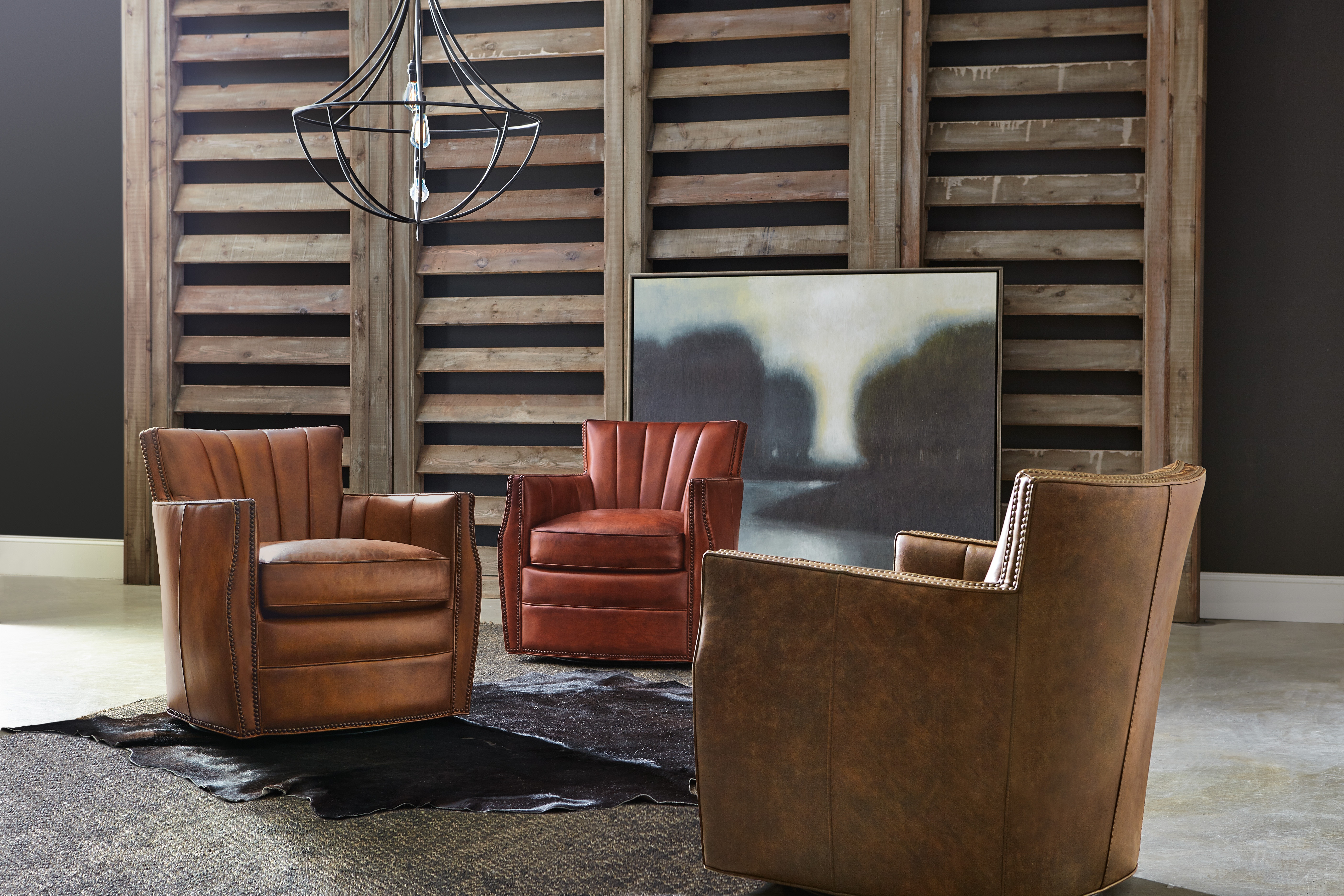 Carson Leather Swivel Club Chair